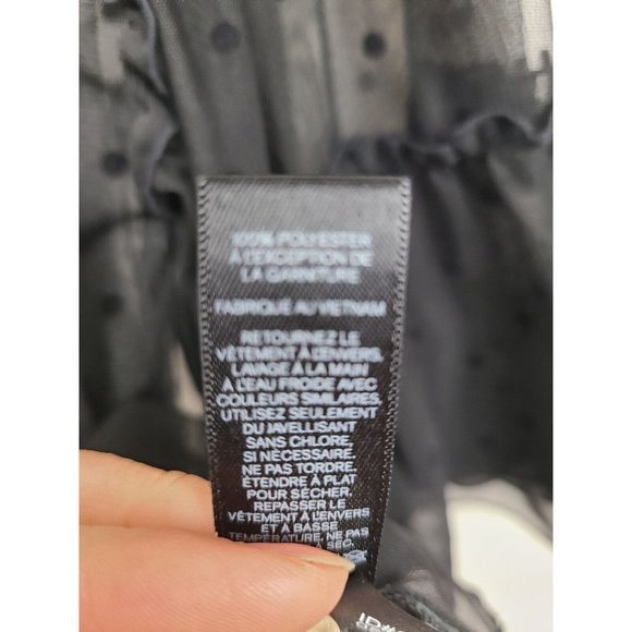 Express Black Textured Polka Dot Sheer Bell Sleeve NEW Blouse Size XS - Picture 7 of 8